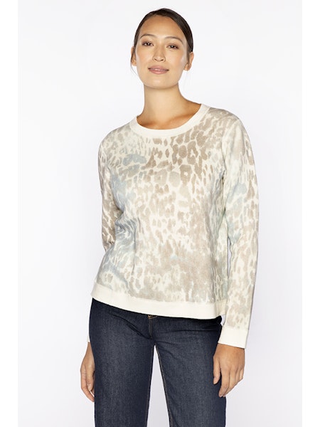 Leopard Print Knit Sweatshirt in Multi