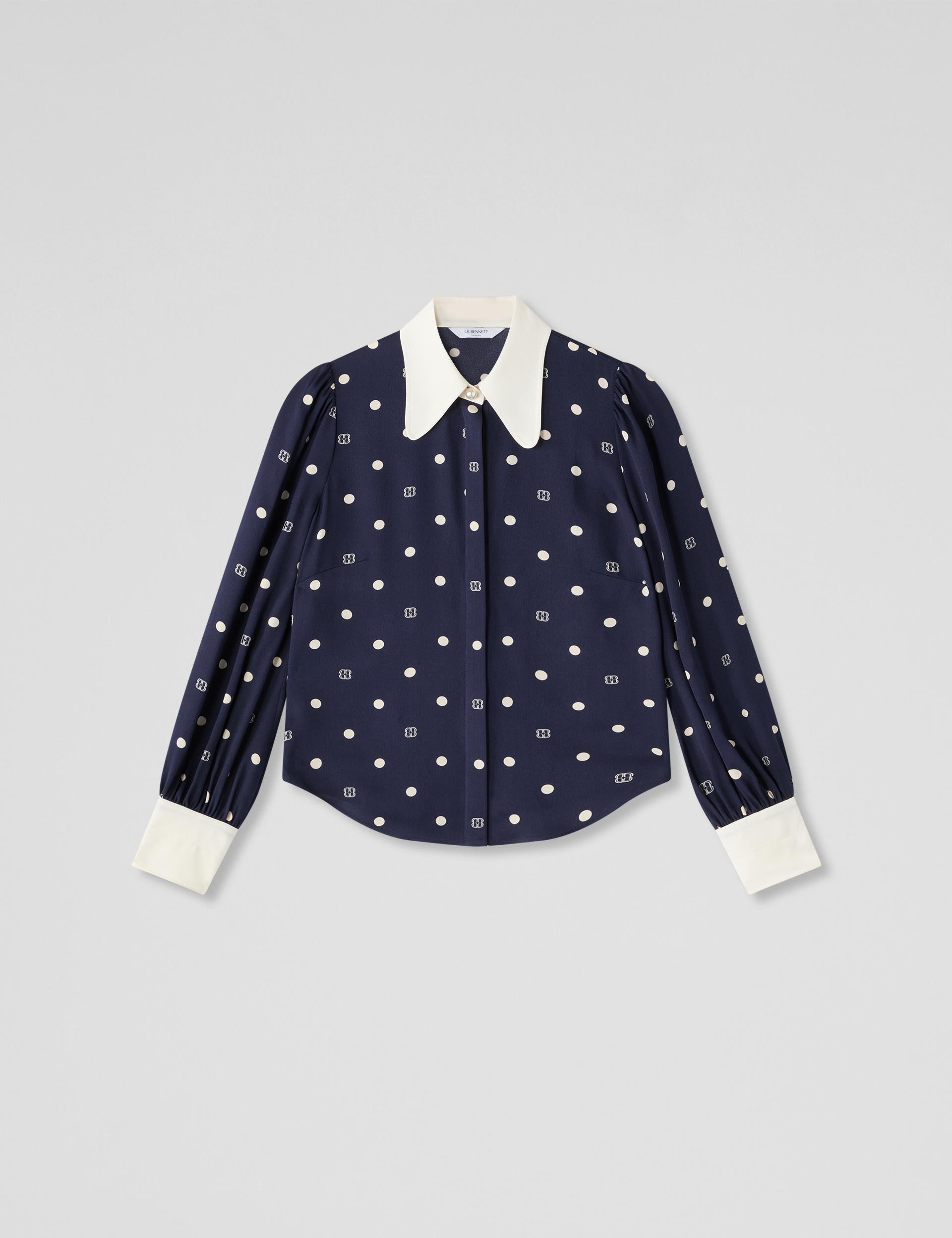 LK-bennett-sonya-cuff-logo-spot-blouse-in-navy-1