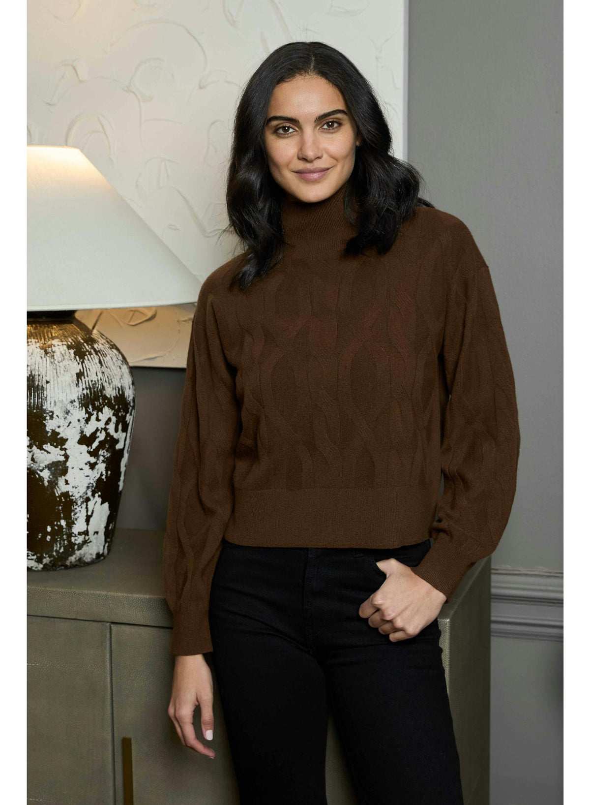 Evangeline Sweater Top in Espresso