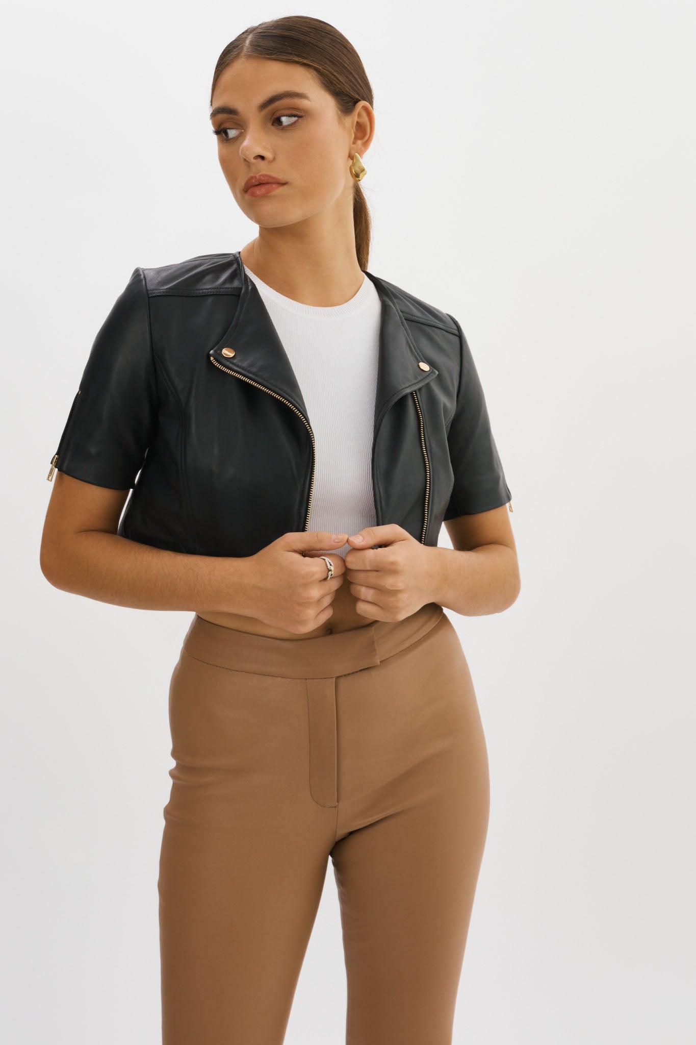 Lamarque Kirsi Cropped Biker Jacket in Black – Poppy's of Atlanta