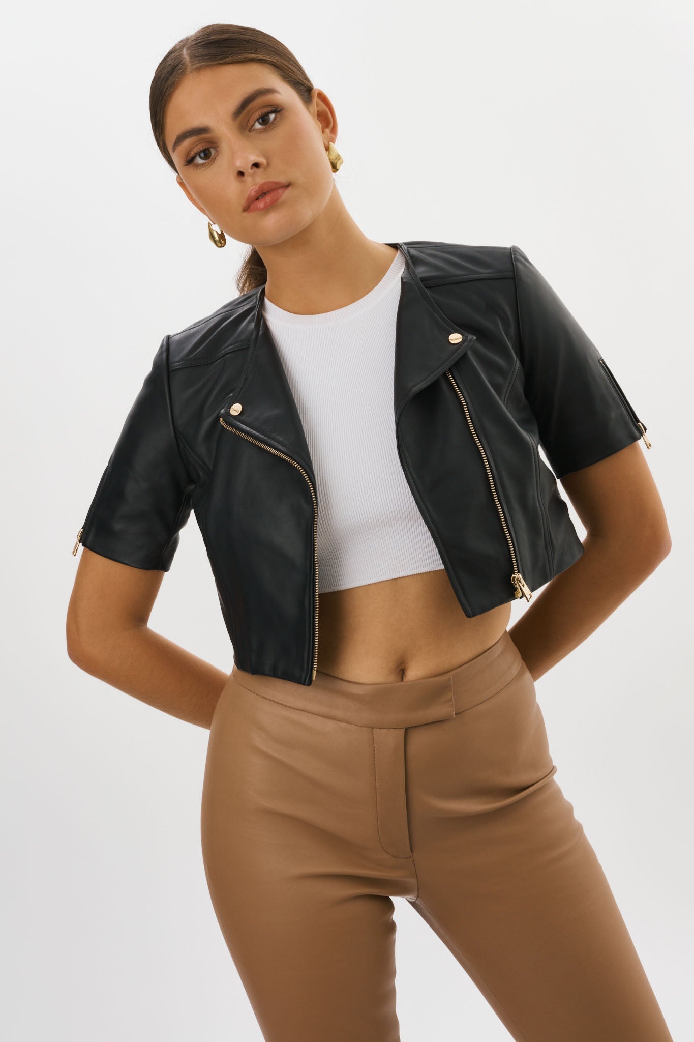 Lamarque Kirsi Cropped Biker Jacket in Black – Poppy's of Atlanta