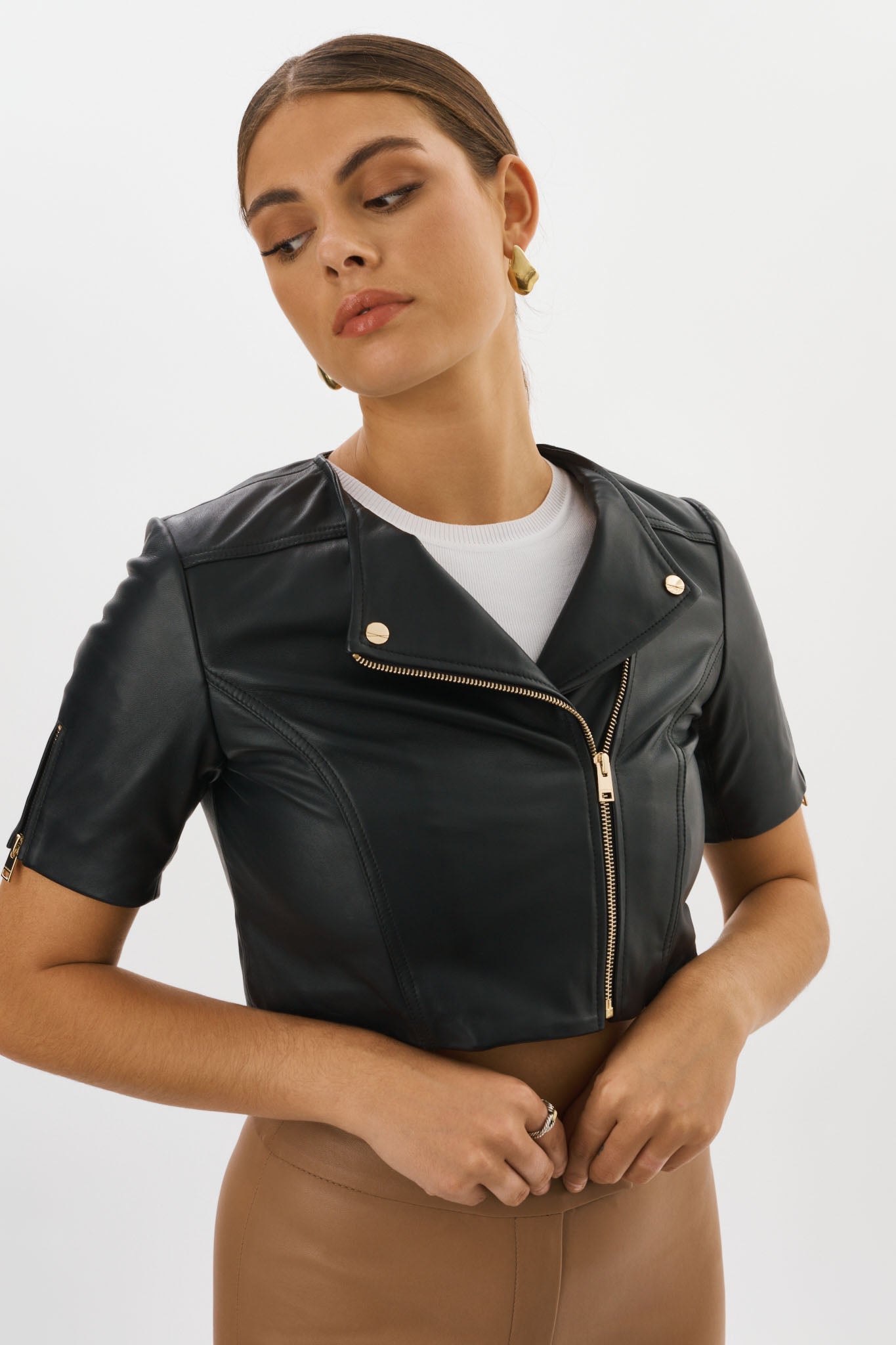 Lamarque Kirsi Cropped Biker Jacket in Black – Poppy's of Atlanta