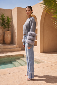 Lisa-Maree-tiers-of-treaty-fur-sweater-grey-1