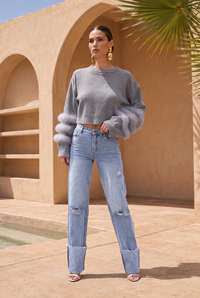 Lisa-Maree-tiers-of-treaty-fur-sweater-grey-1