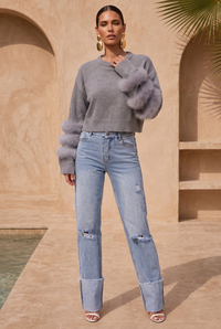 Lisa-Maree-tiers-of-treaty-fur-sweater-grey-1