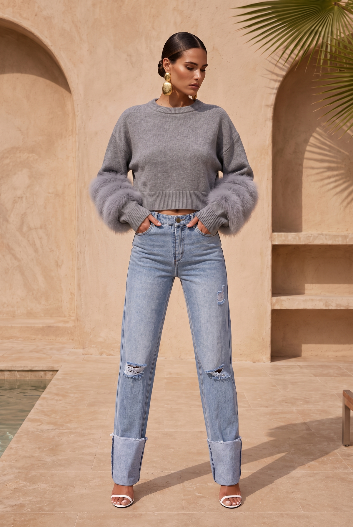 Lisa-Maree-tiers-of-treaty-fur-sweater-grey-1