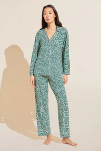 Gisele Modal Long PJ Set in Abstract Floral Agave/Ivory