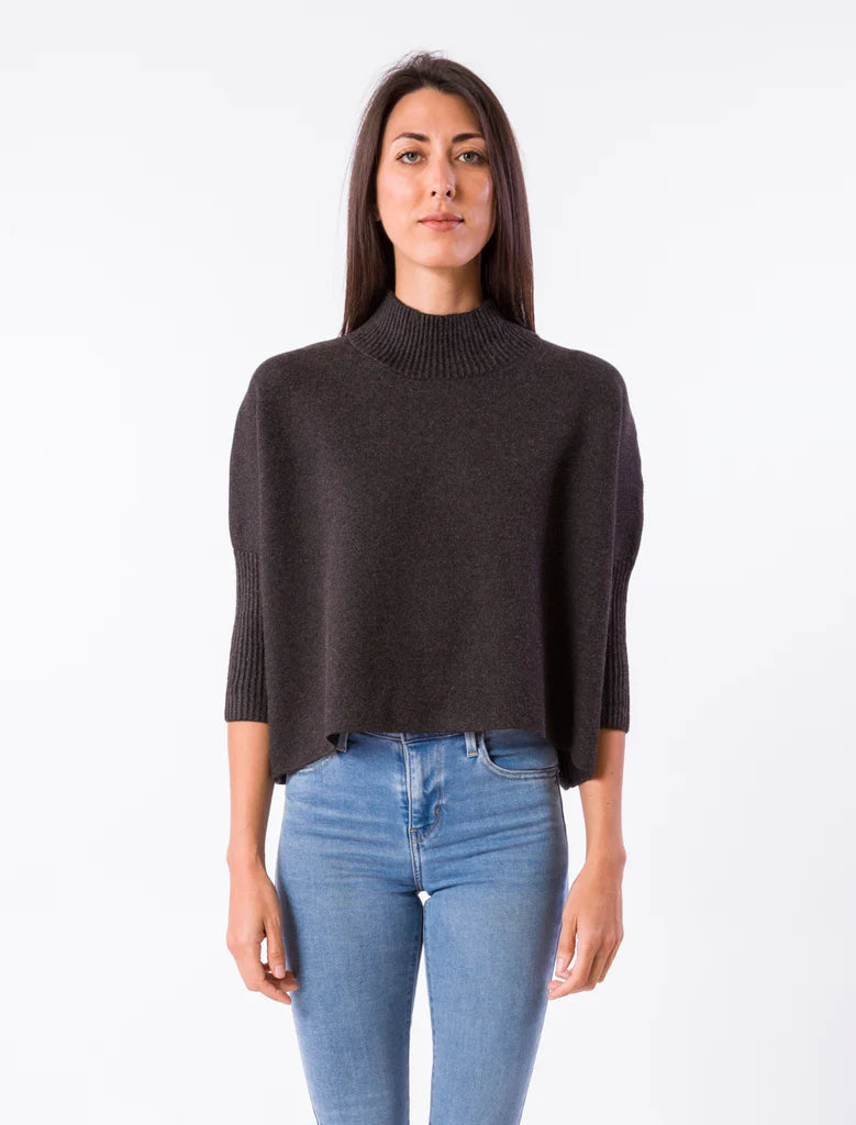 Aja Mock Neck Sweater in Charcoal