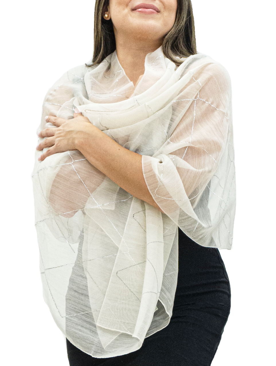 Criss Cross Crystal Wrap in Cream