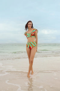 Emily Swim Top in Tropical Coral
