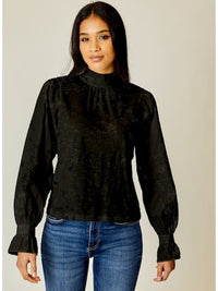 Combo Sleeve Blouse in Black