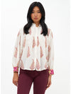 Pintuck Button Down Blouse in Wine Marchesa