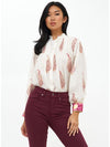 Pintuck Button Down Blouse in Wine Marchesa