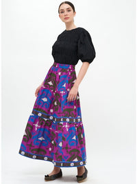 Tiered Maxi Skirt in Magenta Uzbek