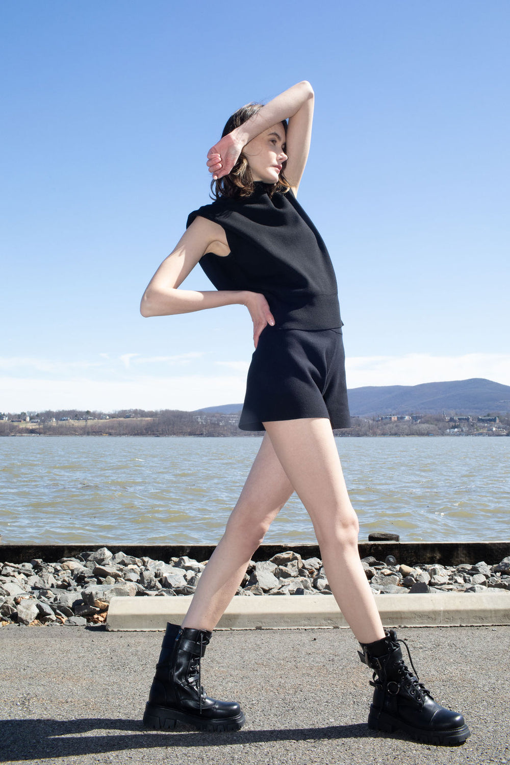 P25-CP-new-form-perspective-snap-sleeve-modular-ponte-knit-top-in-black-1