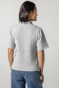 Elbow Sleeve Mock Neck Sweater in Ash