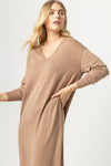 Easy V-Neck Sweater Dress in Flax