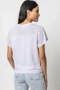 Pointelle Crew Neck Sweater in Lilac