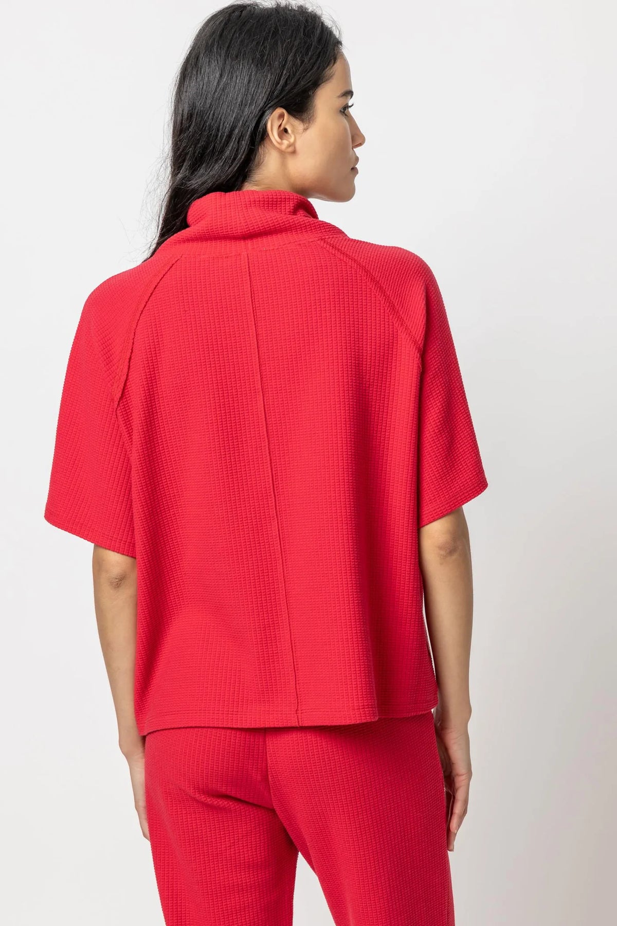 Elbow Sleeve Poncho Top in Cerise