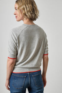 Crewneck Saddle Sleeve Sweater in Heather Gray
