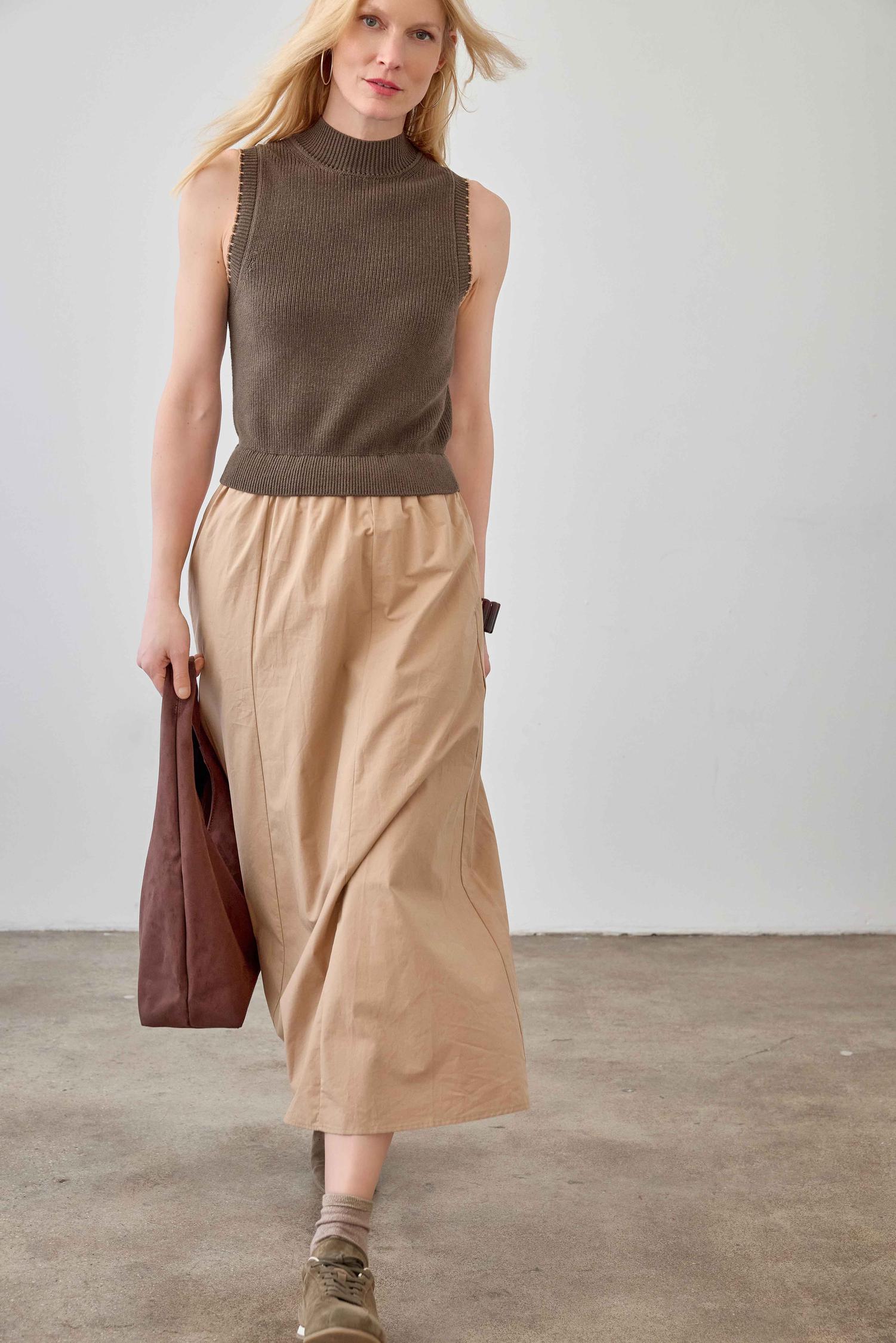 Mixed Media Mock Neck Dress in Olive