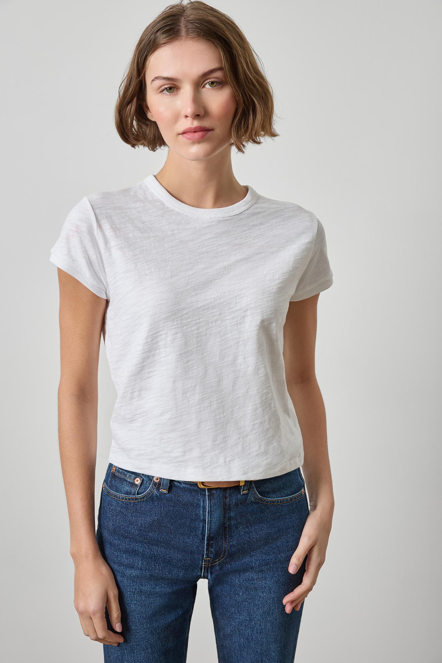 Boxy Cap Sleeve Tee in White