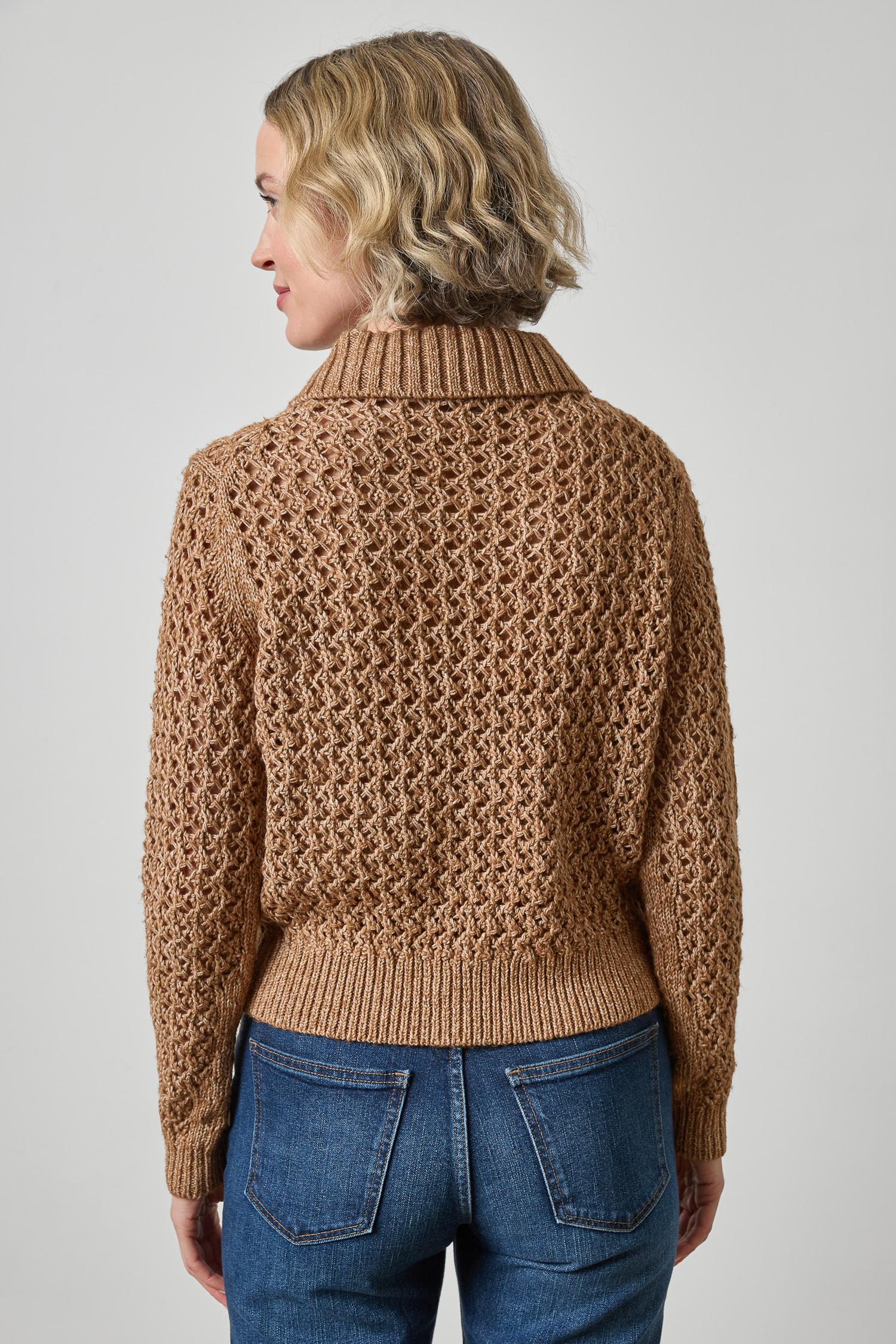 Textured Polo Sweater in Hazelnut