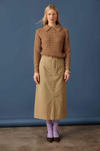 Textured Polo Sweater in Hazelnut
