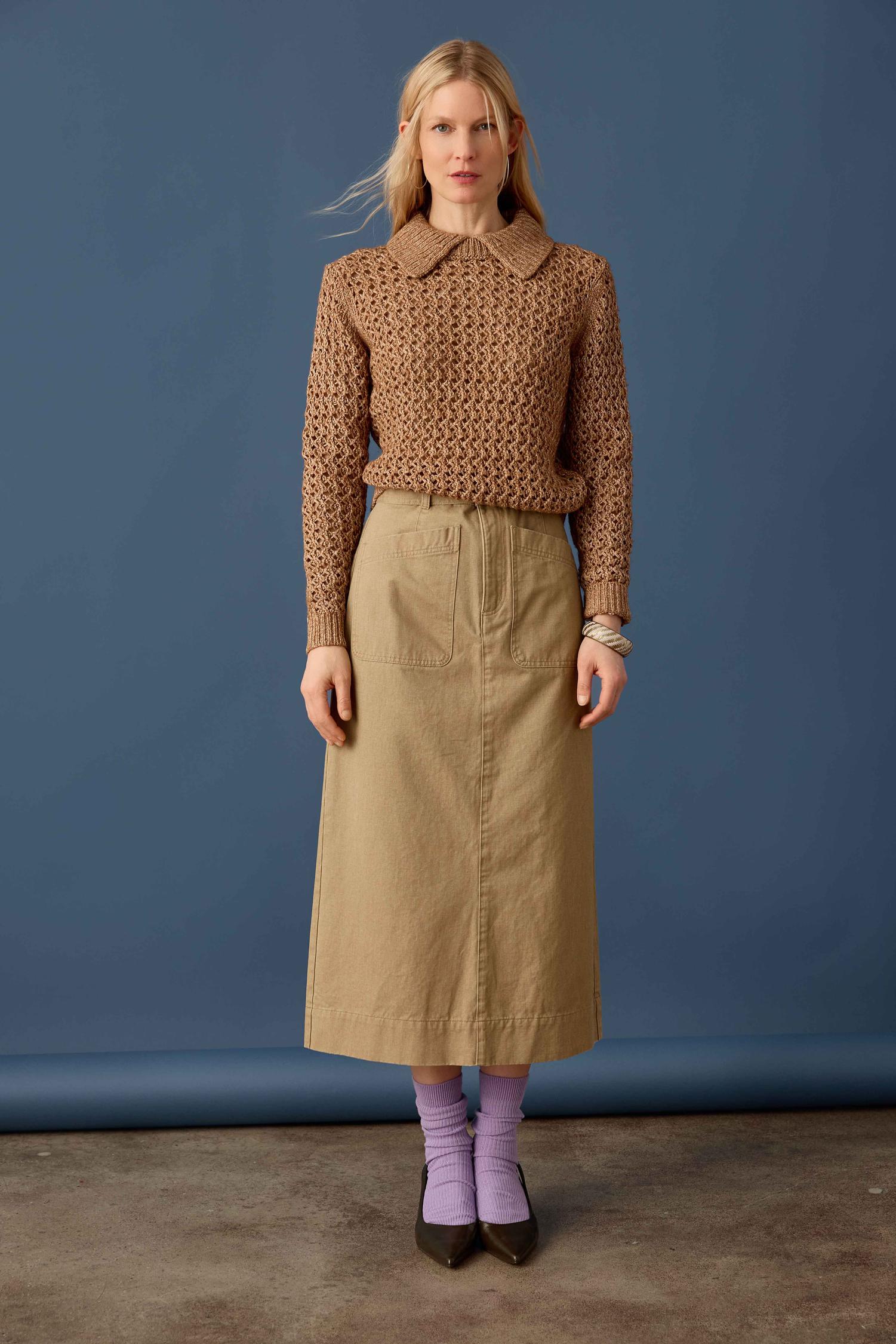 Textured Polo Sweater in Hazelnut