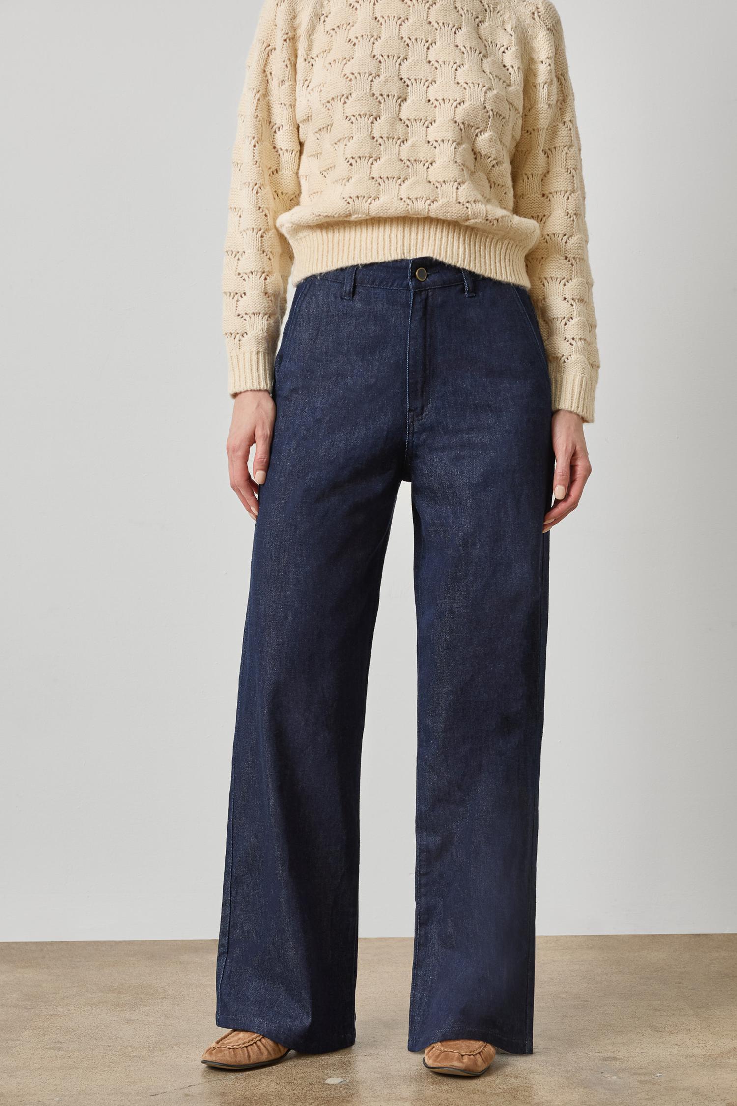 Denim Trouser in Dark Wash Blue