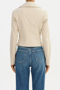 Pascale Faux Leather Jacket in Bone