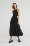 Mixed Material Mid Dress in Nero