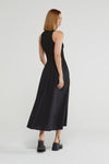 Mixed Material Mid Dress in Nero