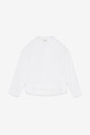 Button Detailed Cotton Poplin Shirt in Bianco