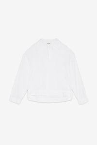 Button Detailed Cotton Poplin Shirt in Bianco