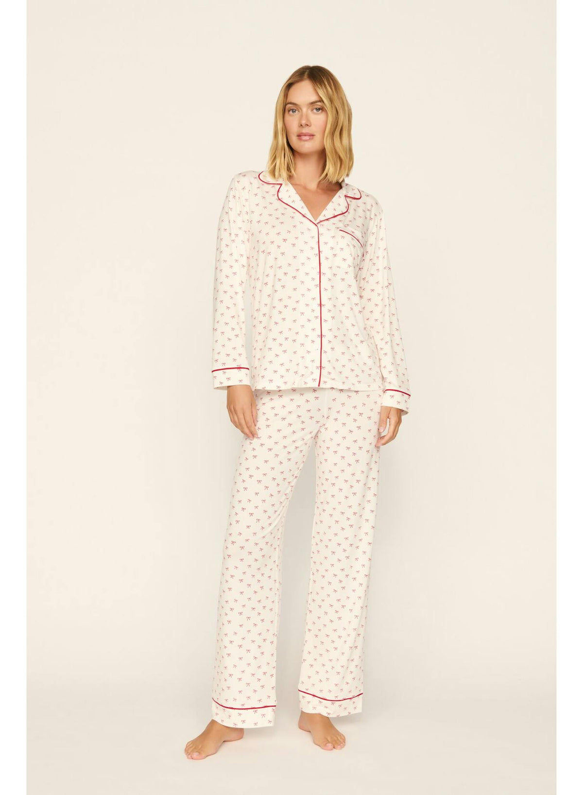 PJ1141 MBIHR-Eberjey-gisele-long-pj-set-mini-bow-ivory-holly-red-1
