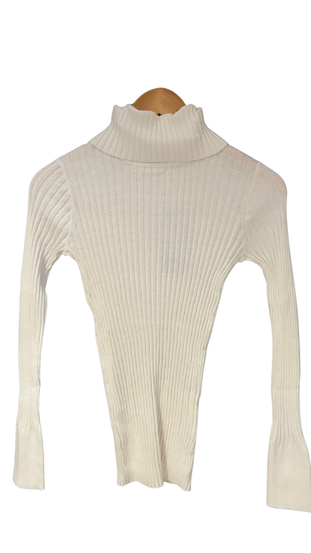 Ribbed Turtleneck Sweater in Cream