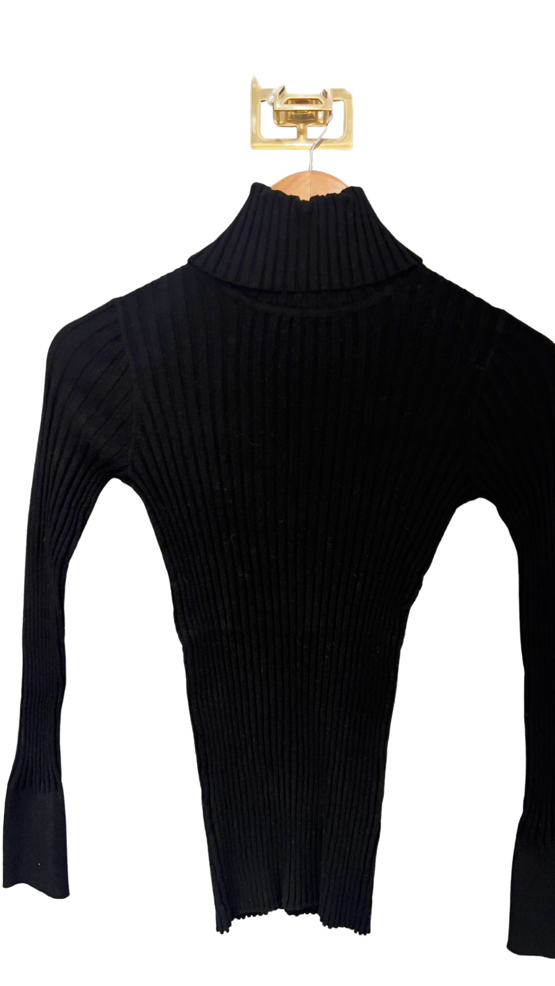 Ribbed Turtleneck Sweater in Black