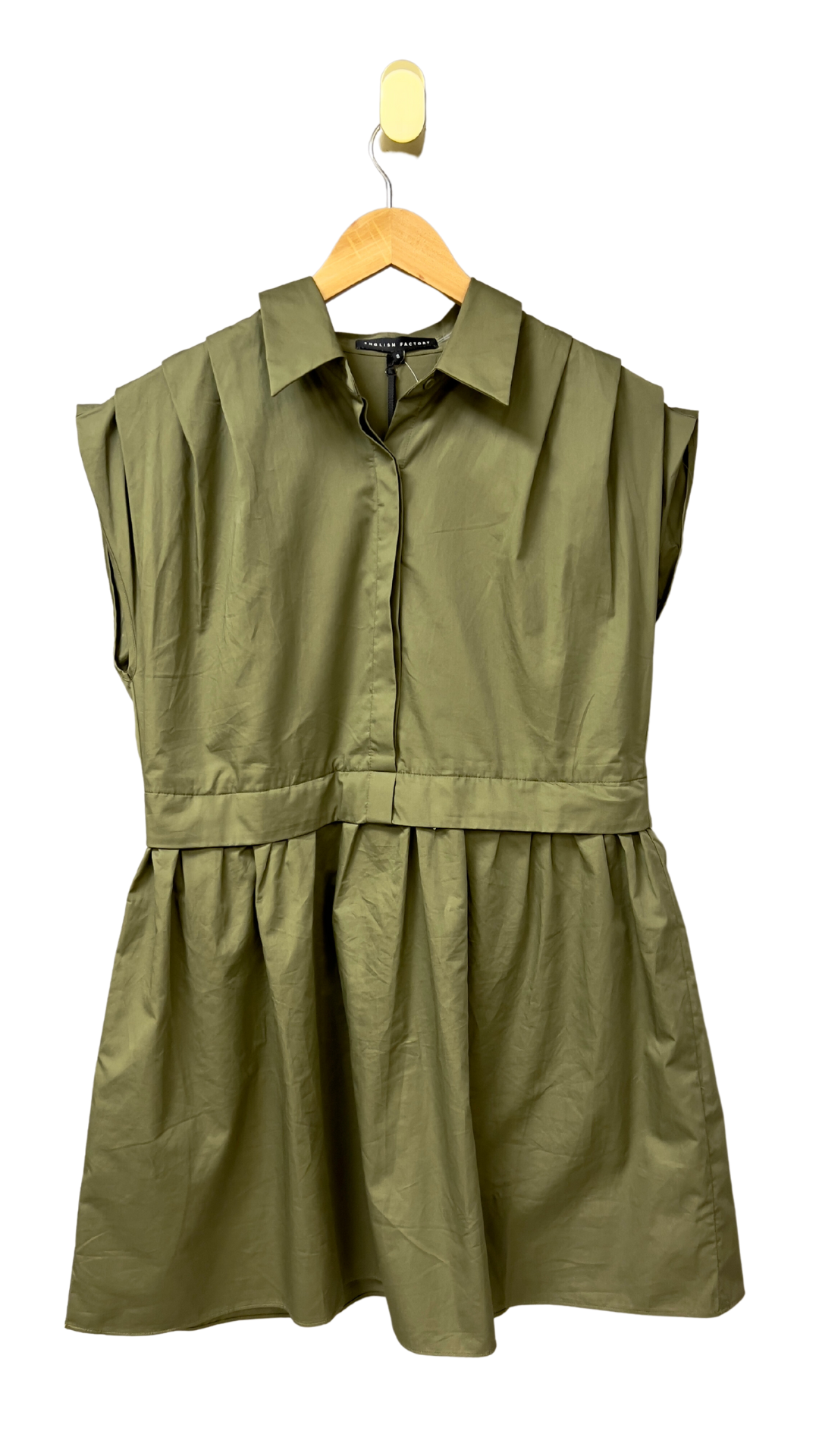 Pleated Shoulder Shirt Dress in Olive