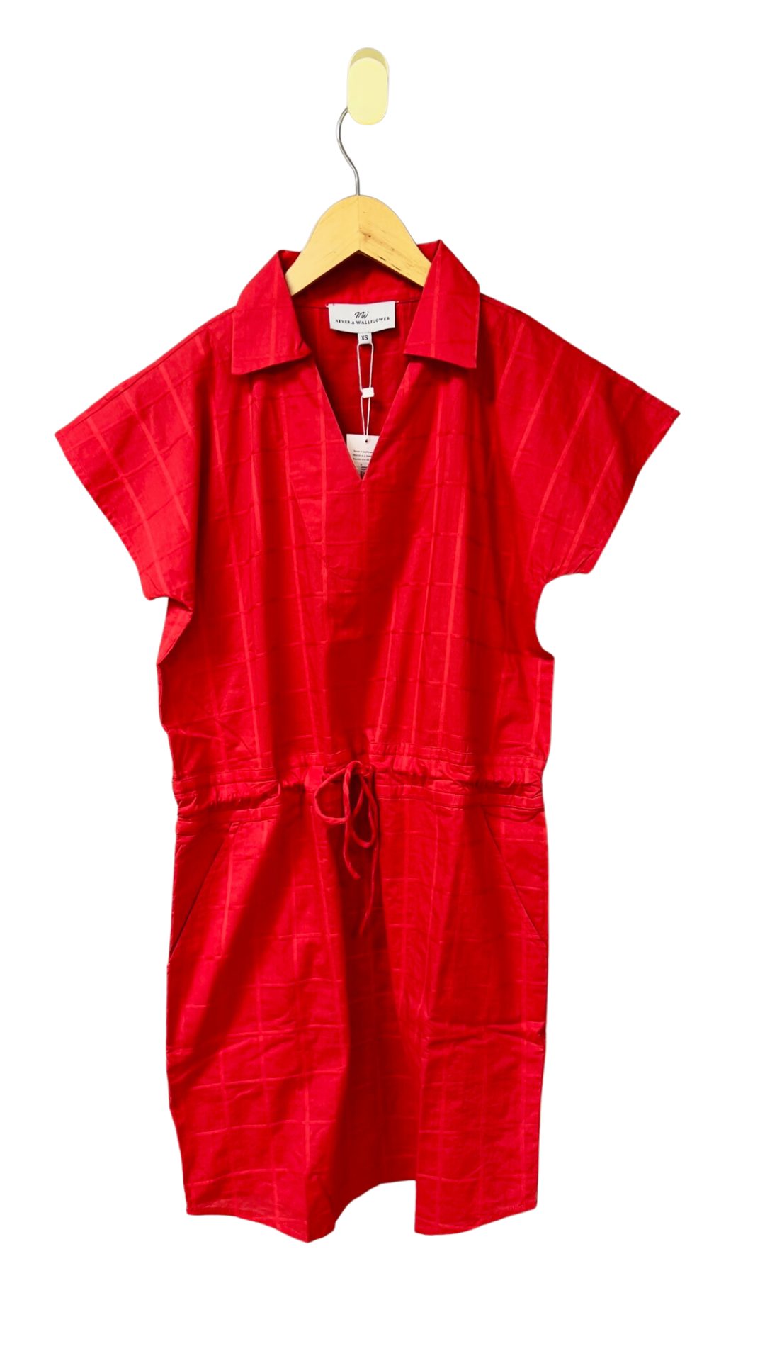Track Dress in Red Windowpane