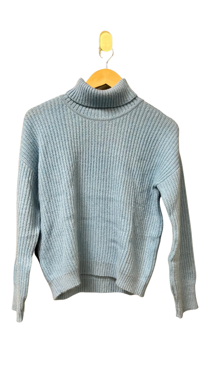 Ribbed Turtleneck Sweater in Blue