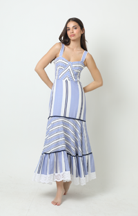 Renata Dress in Blue Stripe