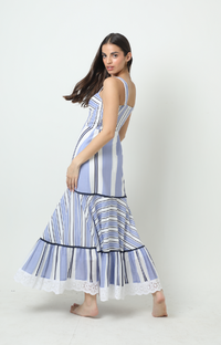 Renata Dress in Blue Stripe