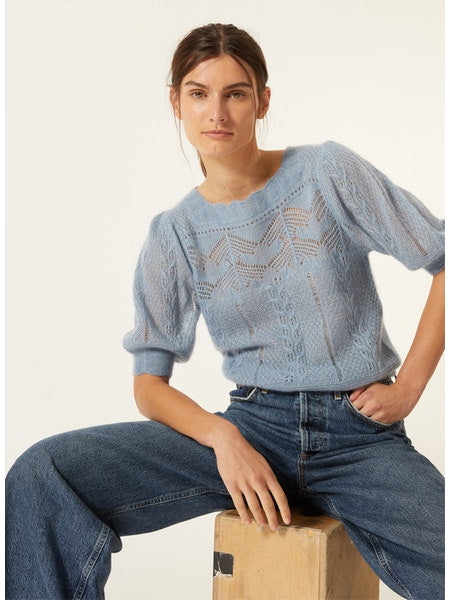 Square Neck Top in Chambray