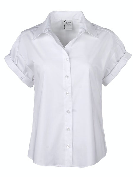 Rolled Sleeve Camp Shirt in White