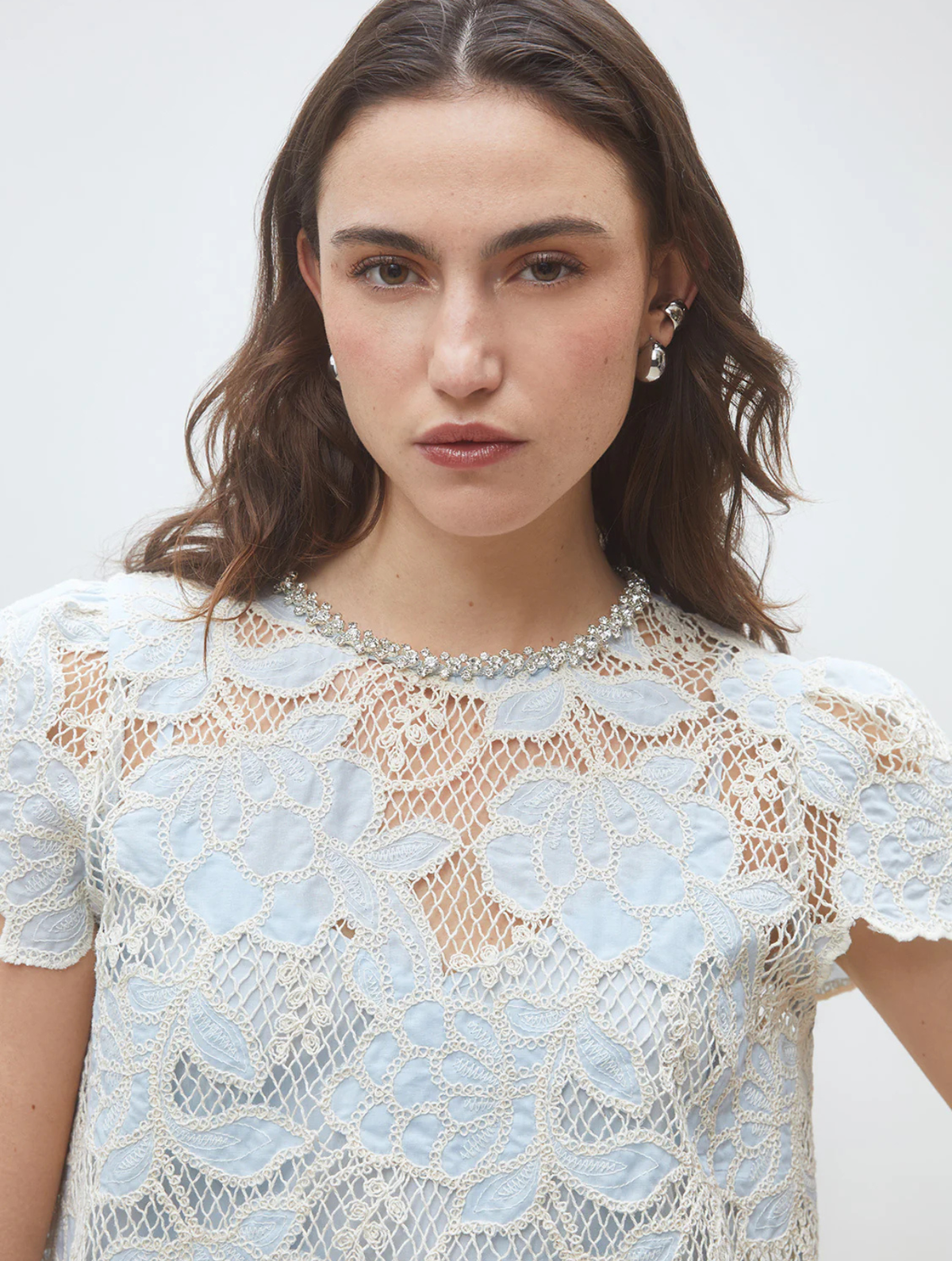 Suncoo Paris Lexy Lace Top in Light Blue – Poppy's of Atlanta Suncoo Paris Lexy Lace Top in Light Blue – Poppy's of Atlanta