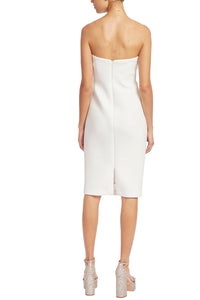 Strapless Front Bow Sheath Cocktail Dress in White