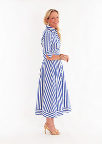 Monaco Dress in Navy Wide Stripe
