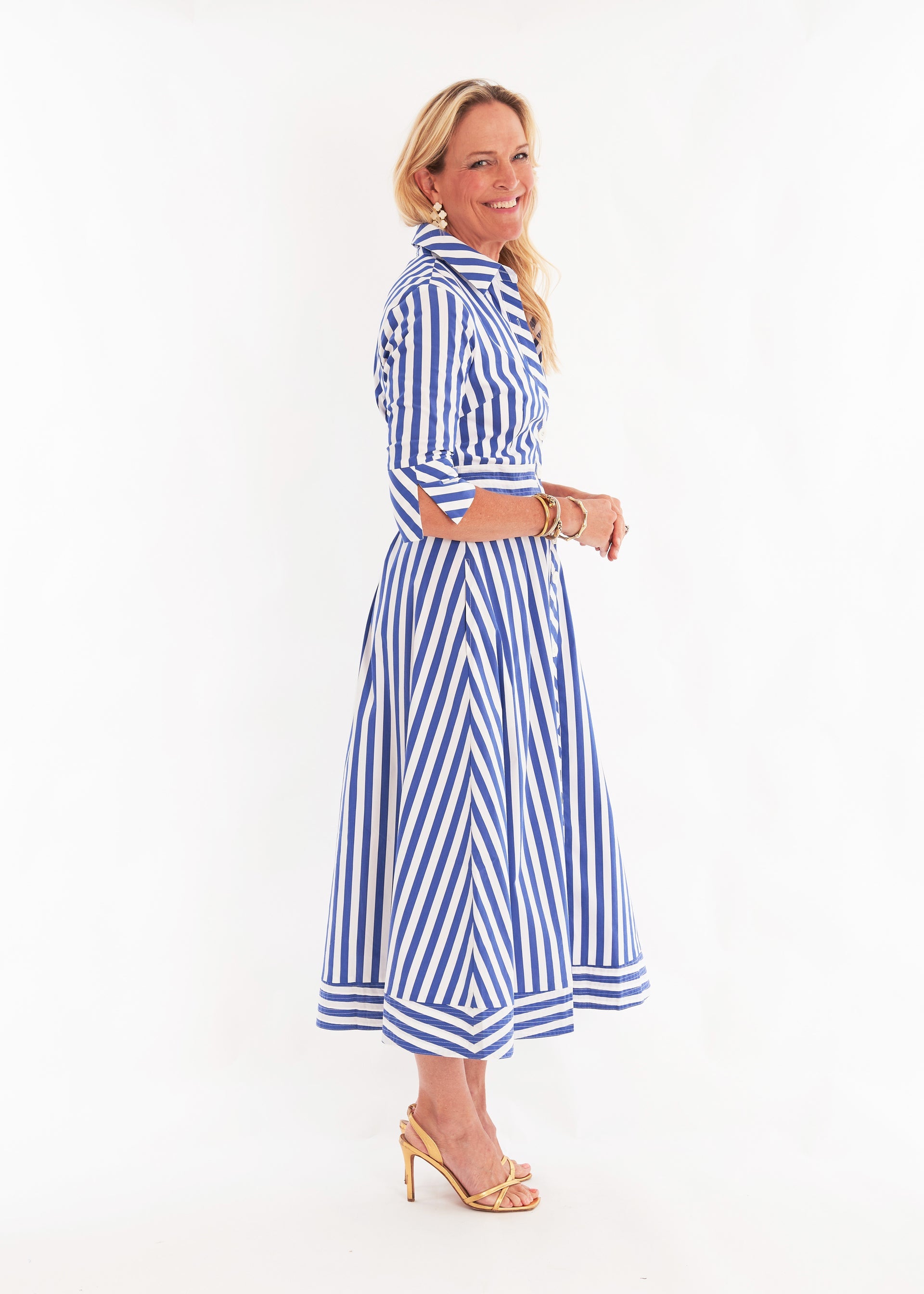 Monaco Dress in Navy Wide Stripe