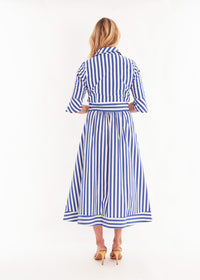 Monaco Dress in Navy Wide Stripe